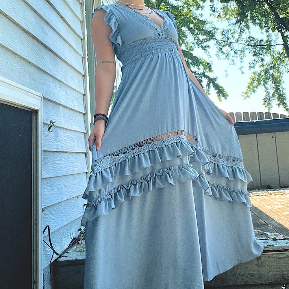 Baltic Born wedding guest summer dress in powder blue